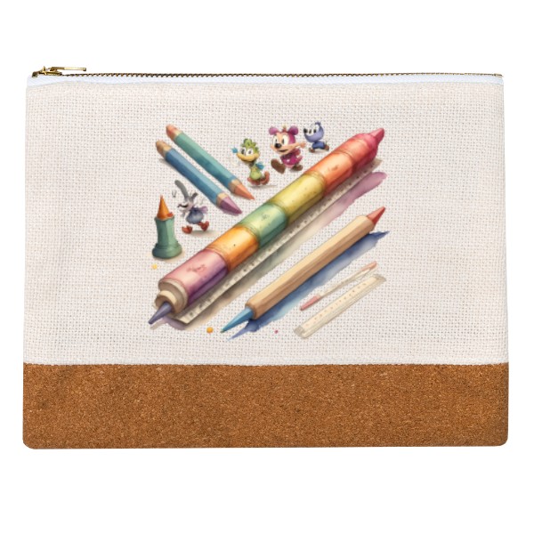 Penál lněný s potiskem psací potřeby